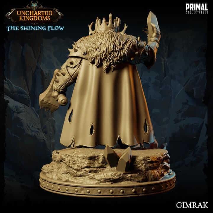 Gimrak Dwarf King - Uncharted Kingdoms 3D Printed Resin RPG/Tabletop/Boardgames Miniature Primal Collectibles