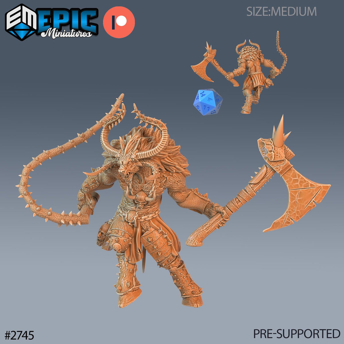 The image is a 3D model of a fantasy character, possibly a monster or dragon, with a large, ornate weapon in its hands. The character appears to be a warrior or warrior-like figure, and the weapon is a large axe. The image is a collage of multiple images, and it is pre-supported, meaning it is not a new creation but rather a previously created or modified version. The image is not a description of the character or the weapon, but rather a visual representation of the character and the weapon.