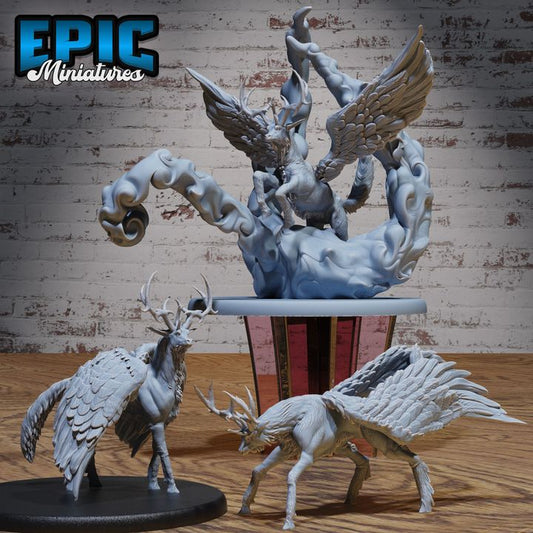 3D Resin Miniature Winged Deer - D&D Epic Miniatures