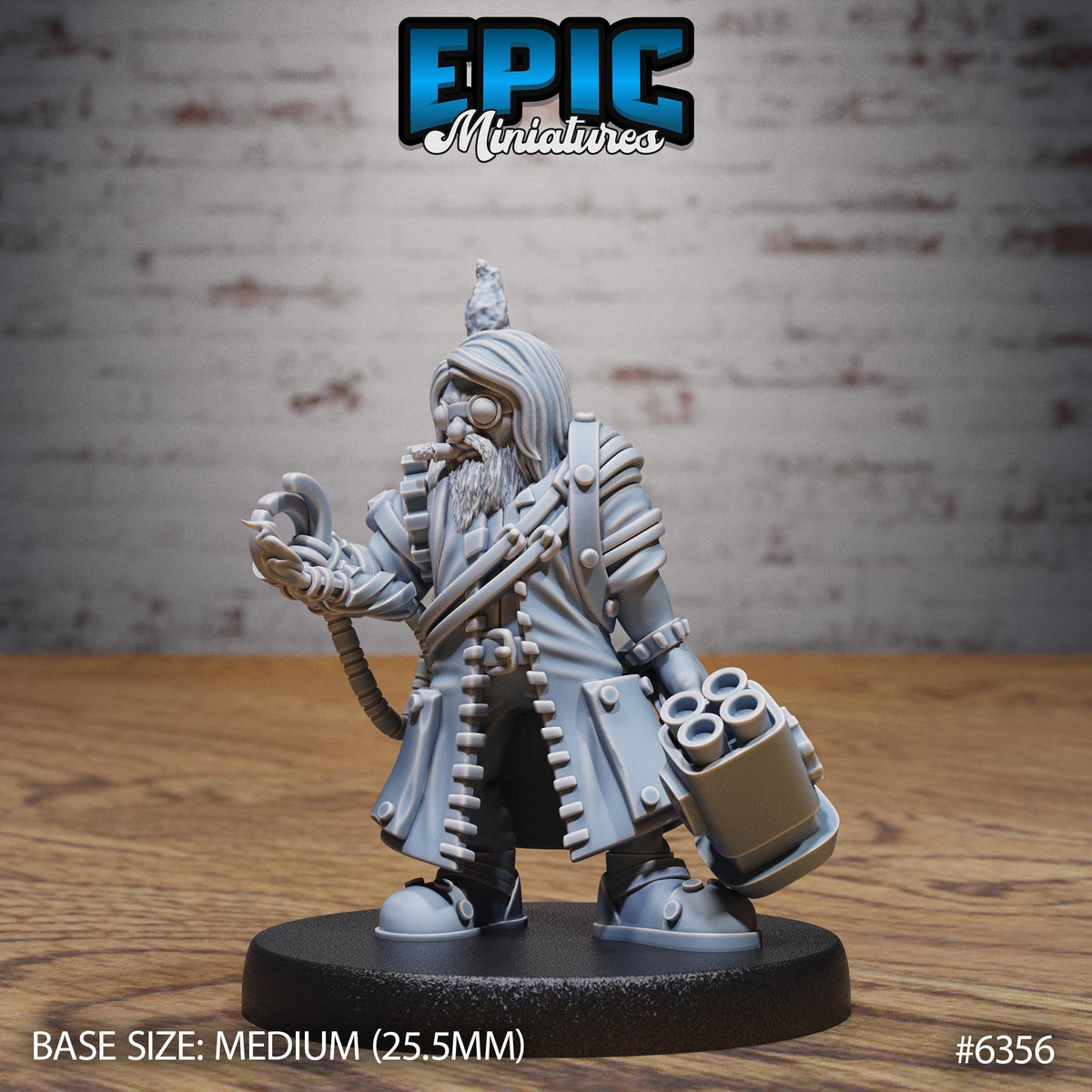 A figurine of a character from the video game Epic Miniatures, standing on a black base. The figurine is described as a "base size: medium (25.5mm)" and is numbered #636.