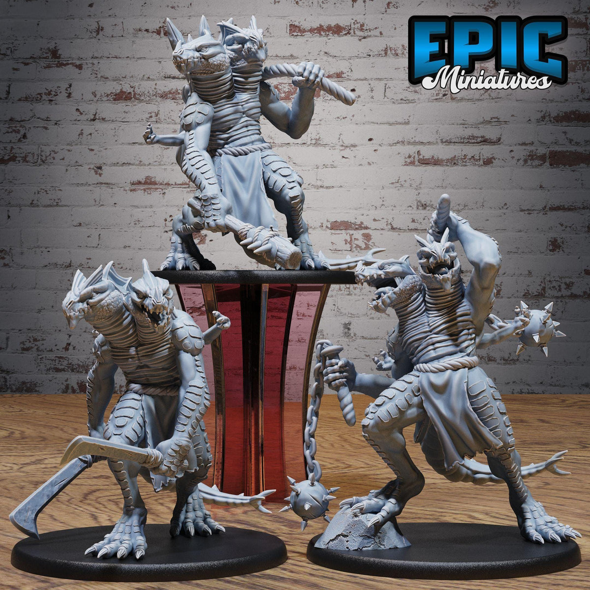 3D Resin Miniature Lizard Folk Ettin - D&D Epic Miniatures