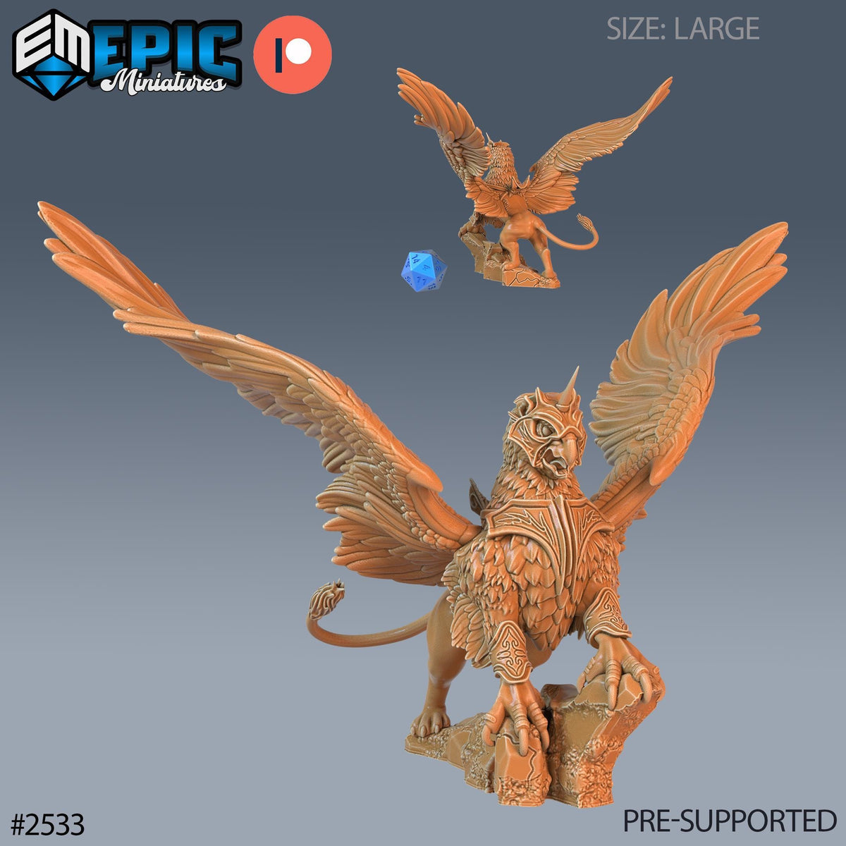 3D Resin Miniature Griffin  - D&D Epic Miniatures