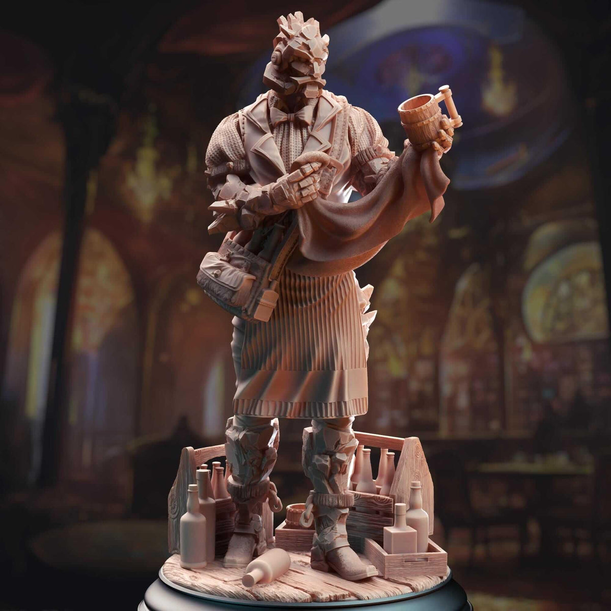 Warforged Bartender - Brick - 3D Printed Resin RPG/Tabletop/Boardgames Miniature DM Stash