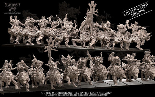 Goblin Wolf Riders Archers - Avatars of War - 3D Miniatures