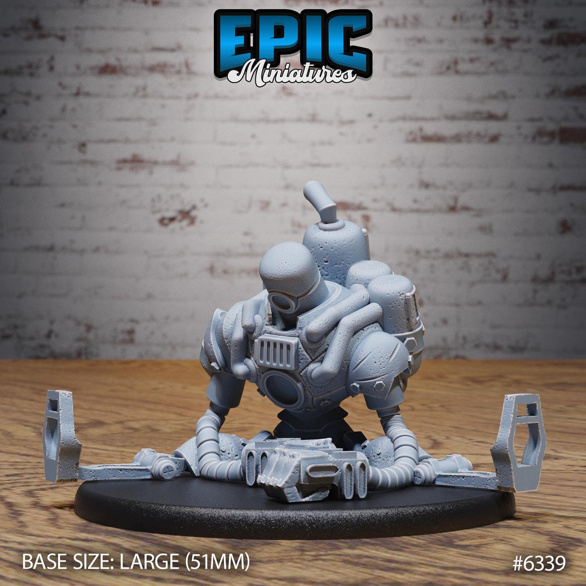 A large, gray, robotic toy with various mechanical components and a futuristic appearance, sitting on a black base.