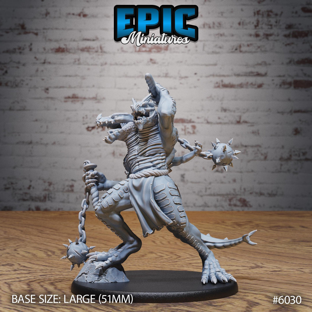 3D Resin Miniature Lizard Folk Ettin - D&D Epic Miniatures