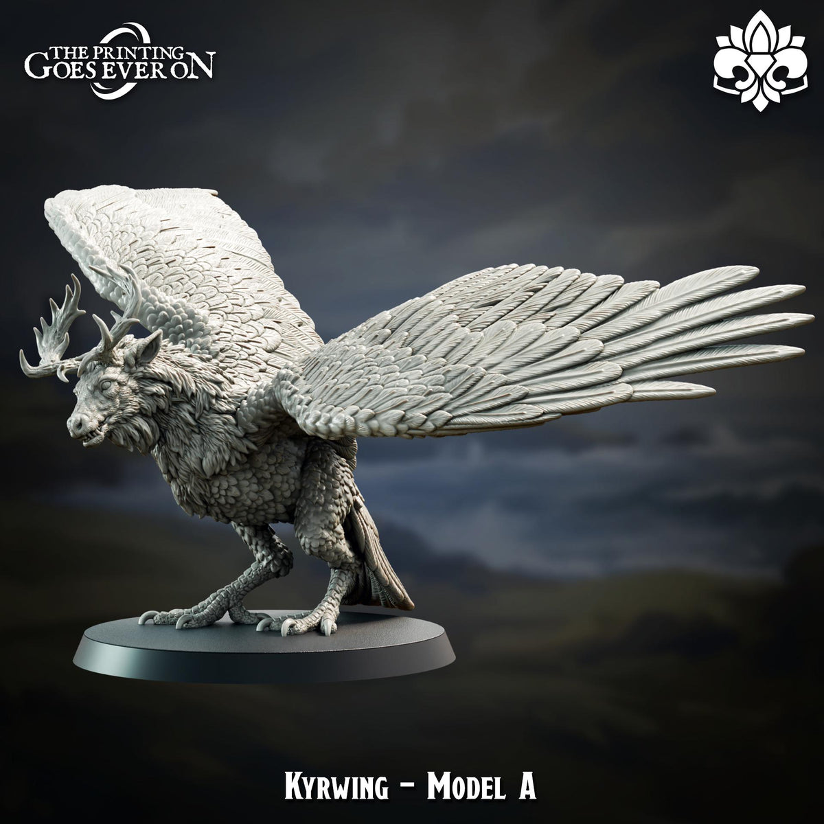 a detailed sculpture of a winged creature, possibly a mythical or fantastical being, with intricate details and a majestic appearance.