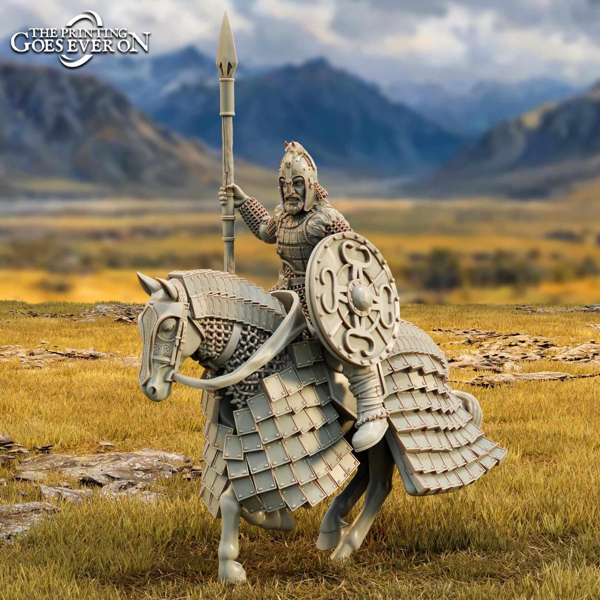 Eowar the Bold on foot and mounted -Tales of the Wind and Saddle - Printing Goes Ever On