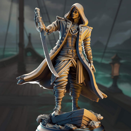 Pirate Revenant - William Jones of the Damned Galleon - 3D Printed Resin RPG/Tabletop/Boardgames Miniature DM Stash