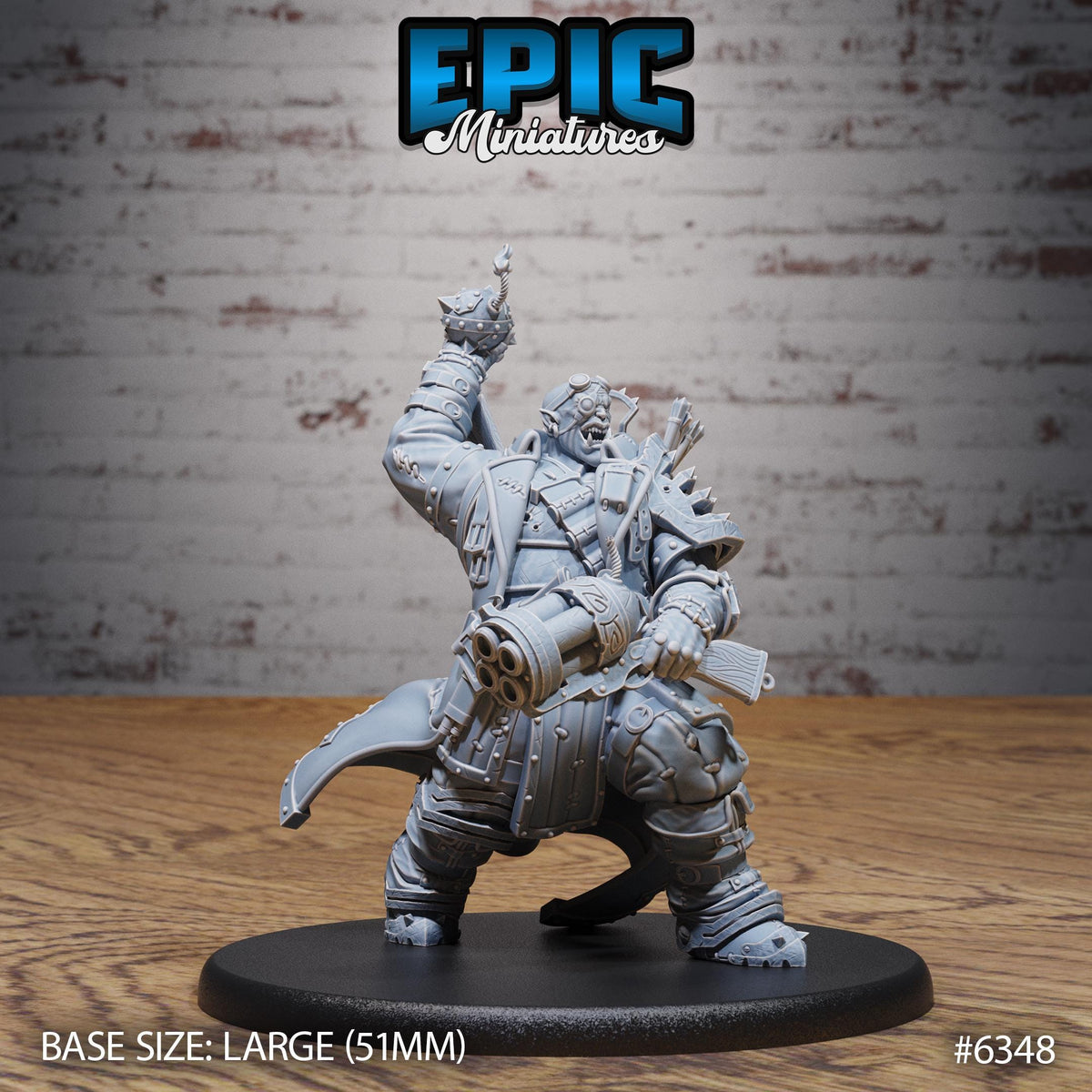 A large, detailed model of a character from the video game Epic Miniatures, displayed on a black base.