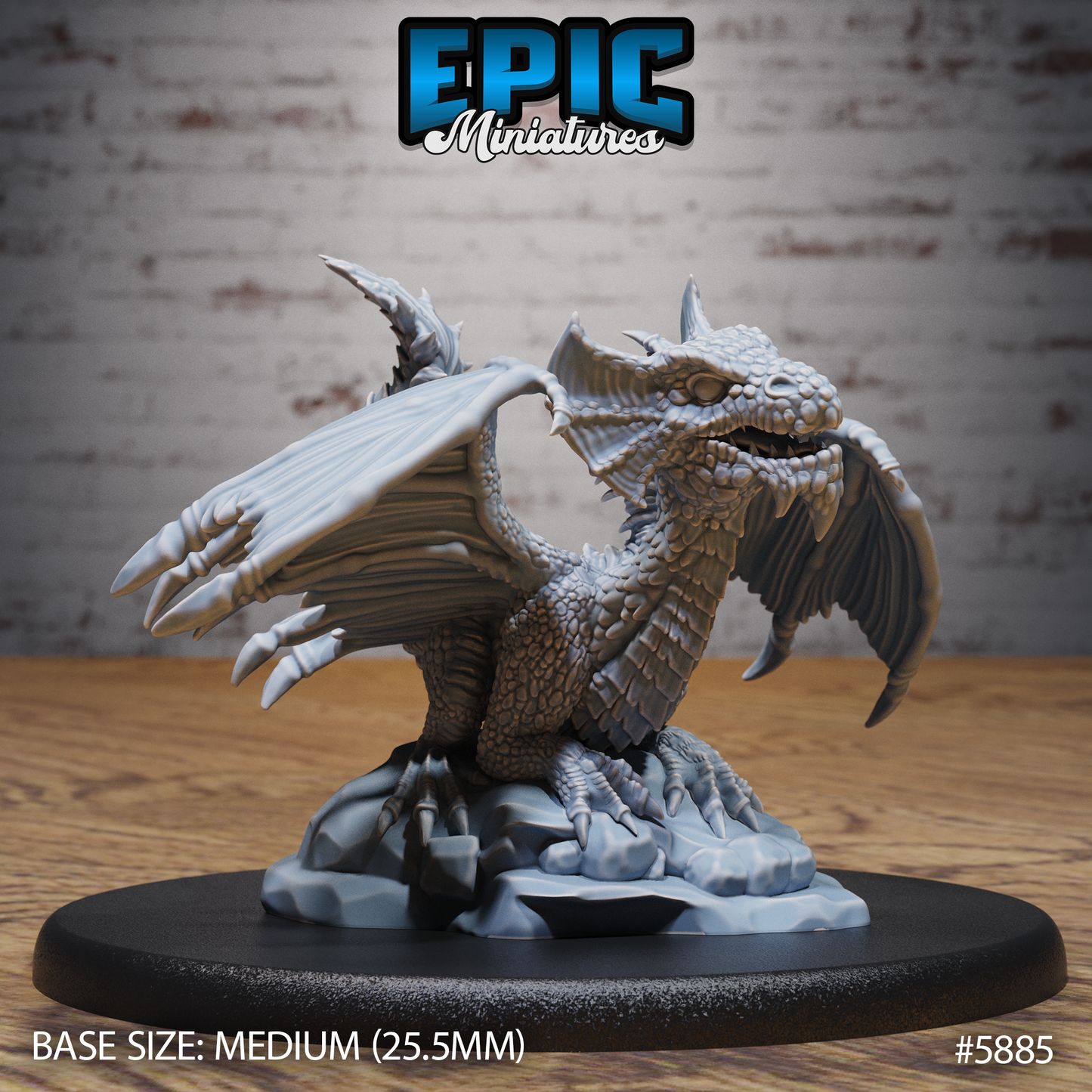 3D Resin Miniature Brass Dragon Wyrmling - D&D Epic Miniatures