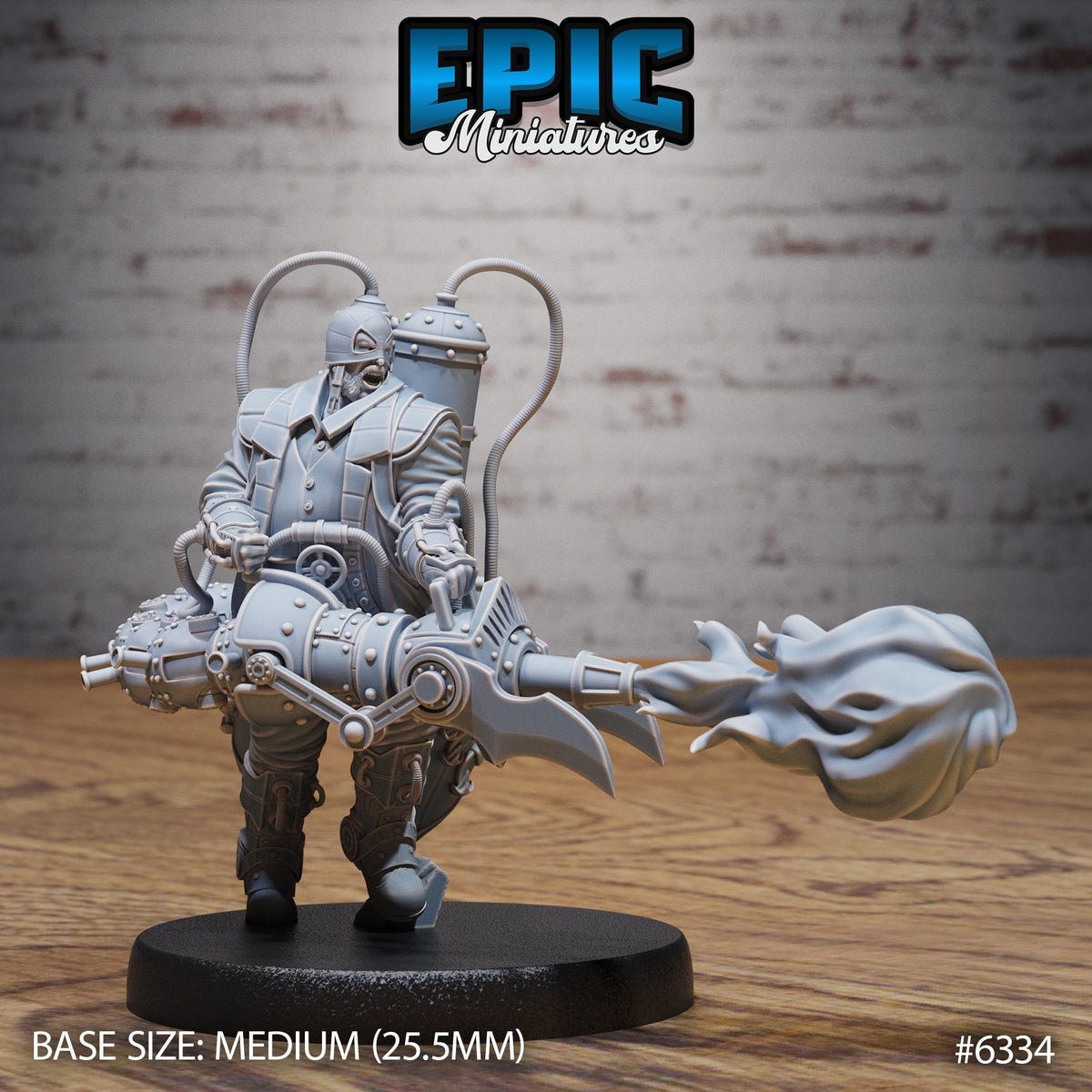 A 3D model of a futuristic-looking character with a large gun-like device attached to its back, standing on a black base.