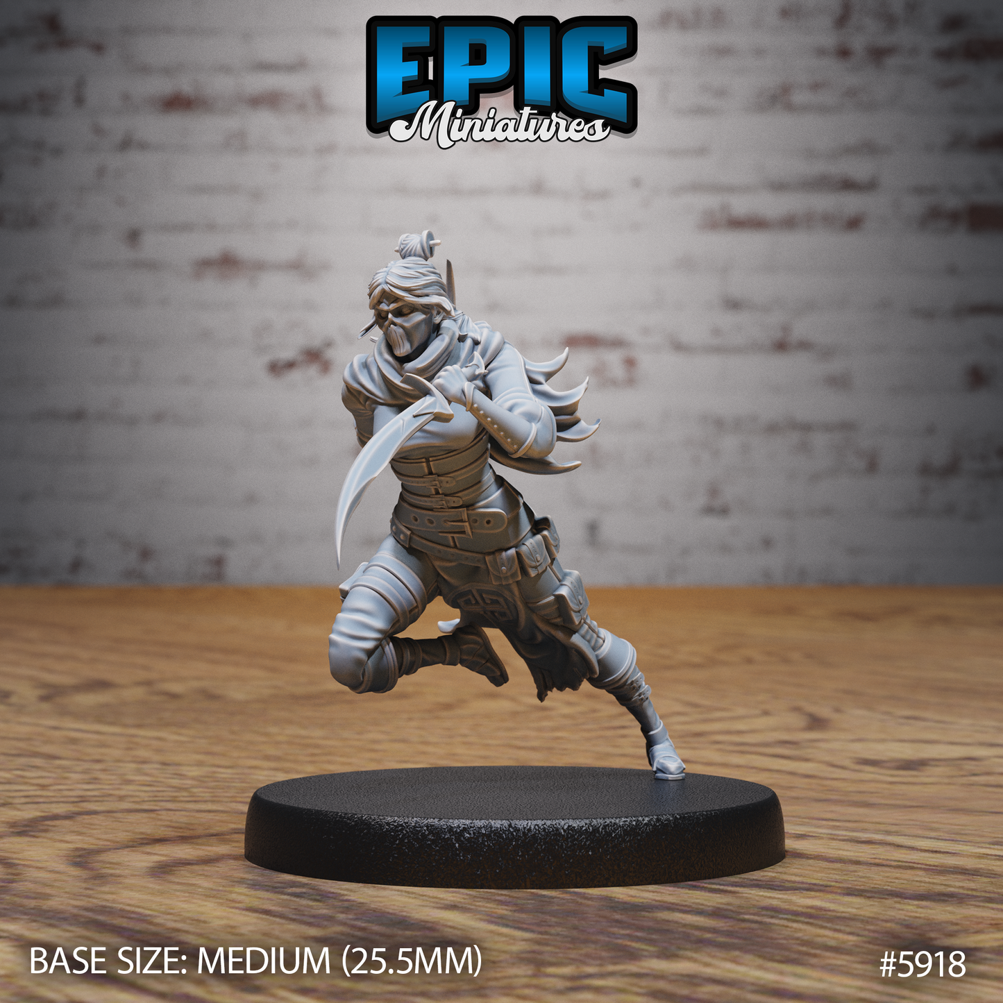 3D Resin Miniature Masked Kunoichi - D&D Epic Miniatures
