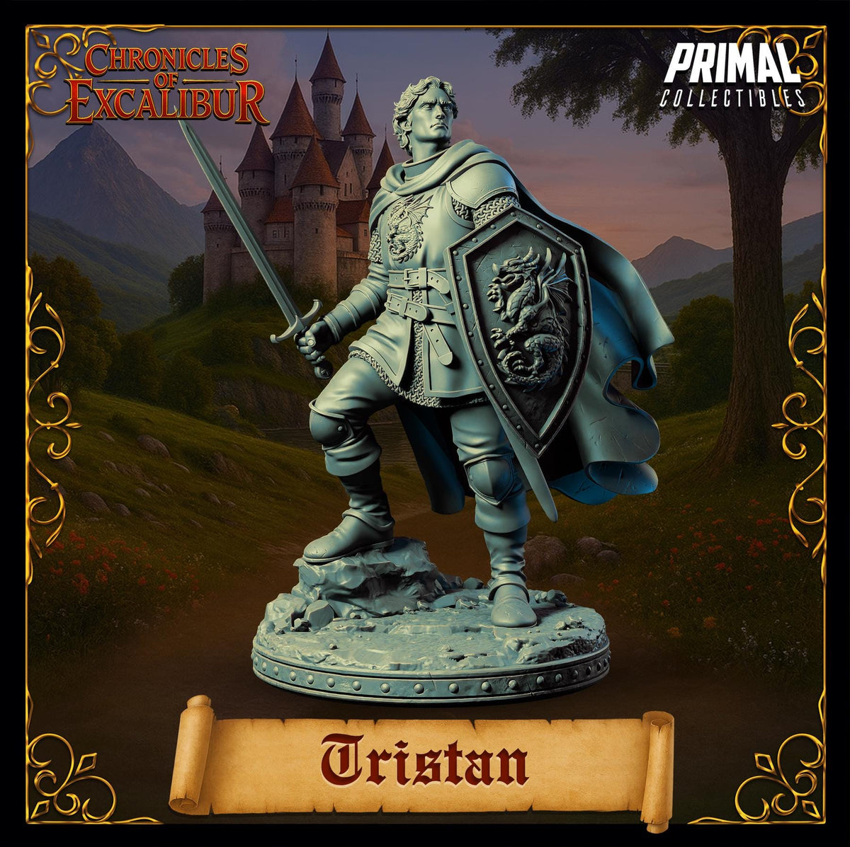 Knight Tristan - Chronicles of Excalibur miniature model in premium detail, perfect for collectors and TTRPGs.