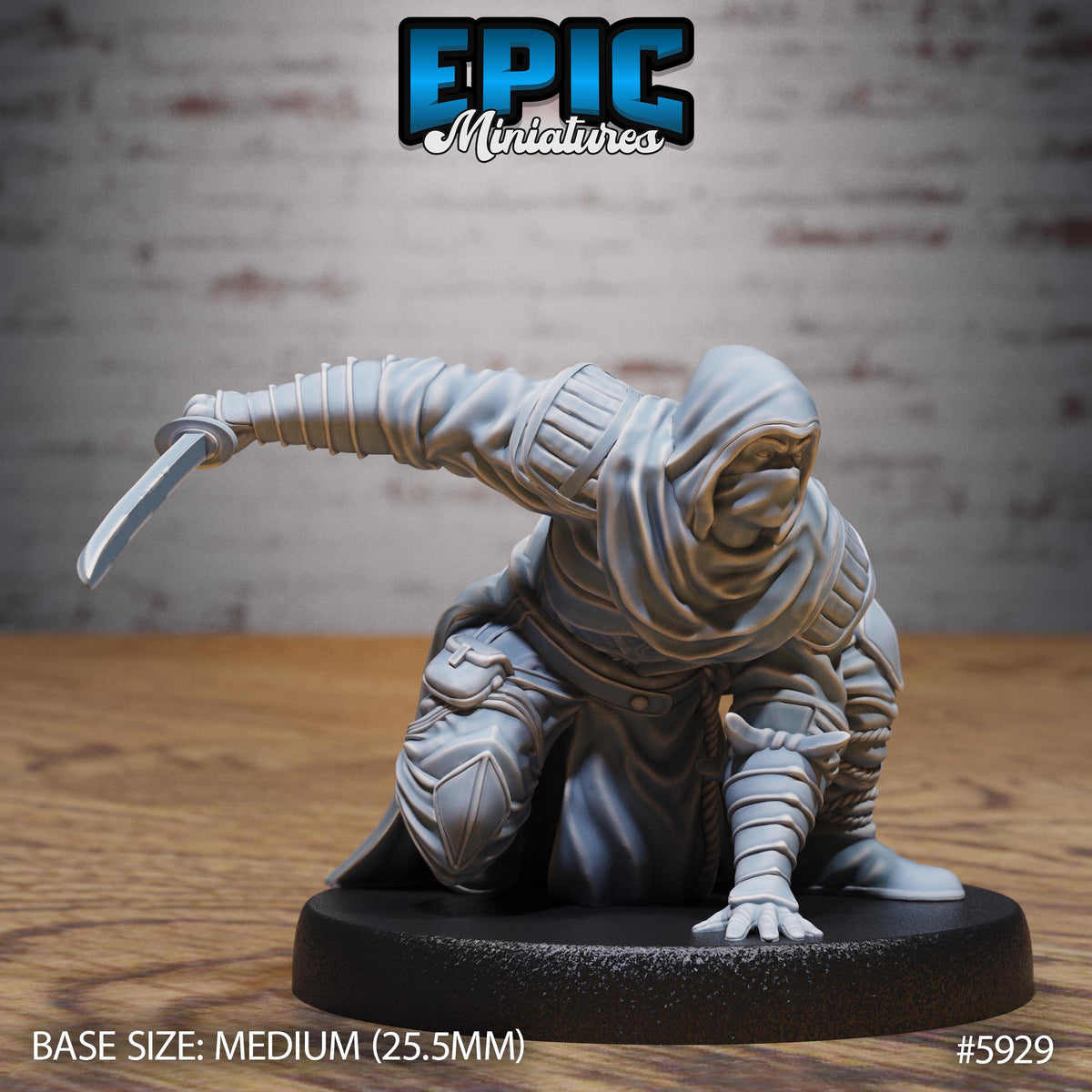 3D Resin Miniature White Ninja - D&D Epic Miniatures