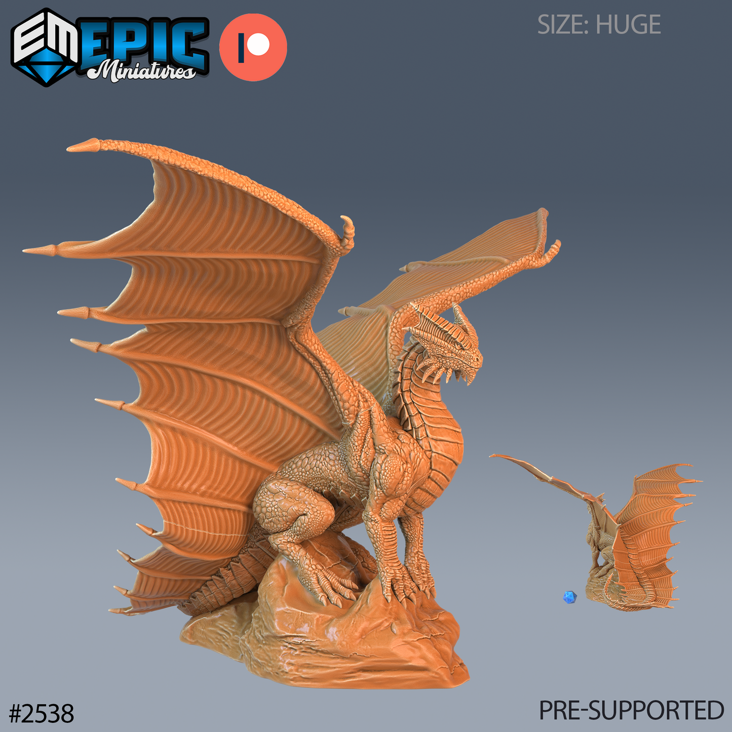 3D Resin Miniature Copper Dragon - D&D Epic Miniatures