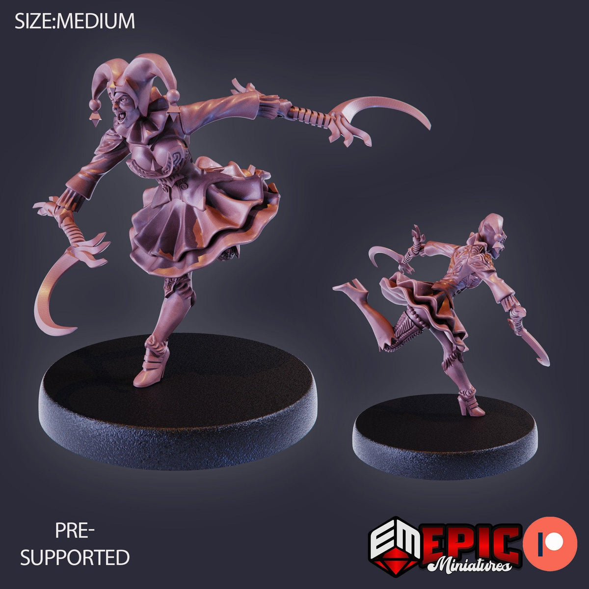 3D Resin Miniature Harlequin Mad Girl - D&D Epic Miniatures