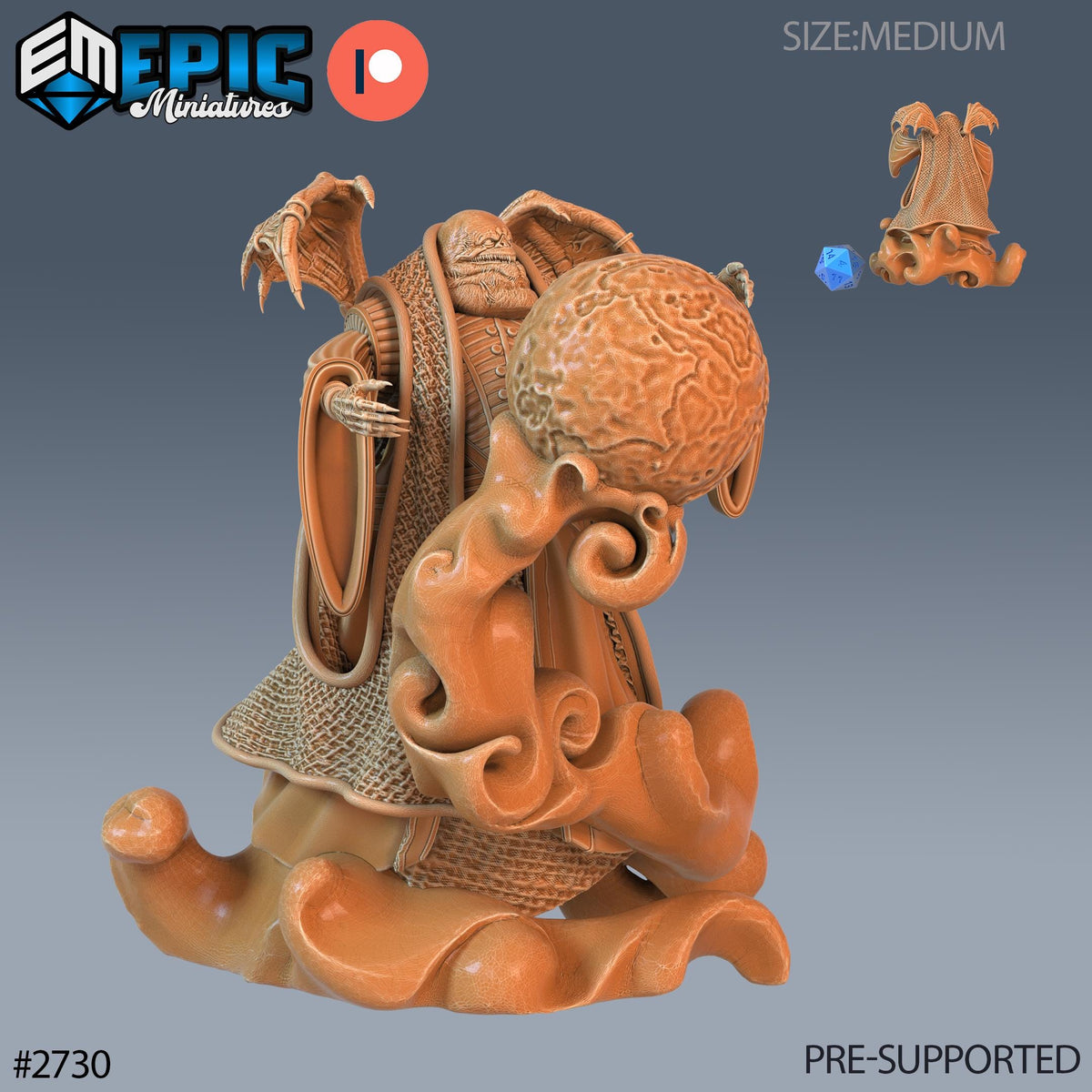 The image is a 3D model of a figurine, depicting a fantastical creature with intricate details and a unique design.