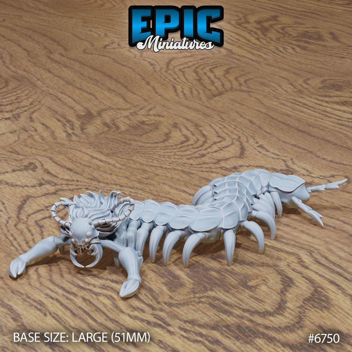 A large, detailed model of a cepad, which is a type of insect-like creature, is shown on a wooden surface.