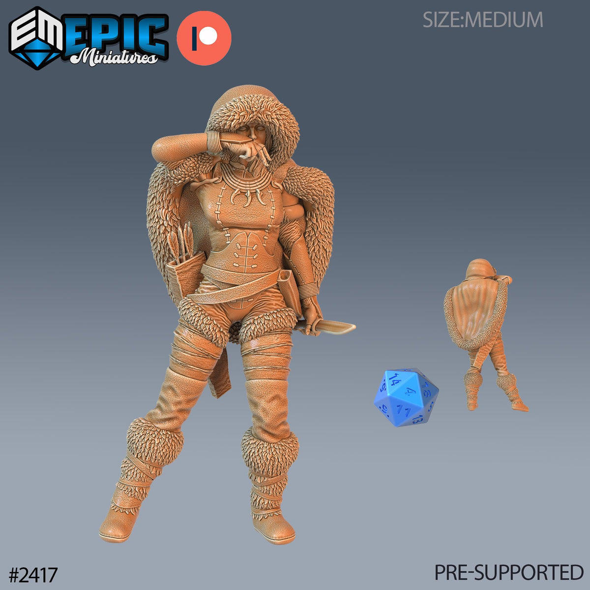 3D Resin Miniature Northern Tribes Warrior - D&D Epic Miniatures