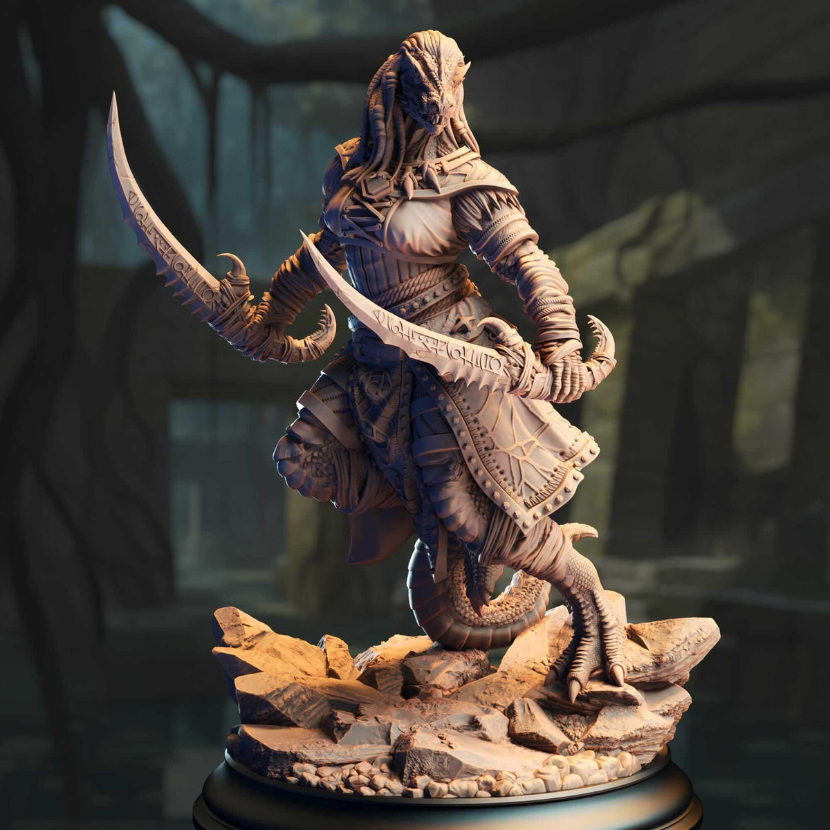 Black Dragonborn Rogue - Kijaa Shadowblade - 3D Printed Resin RPG/Tabletop/Boardgames Miniature DM Stash