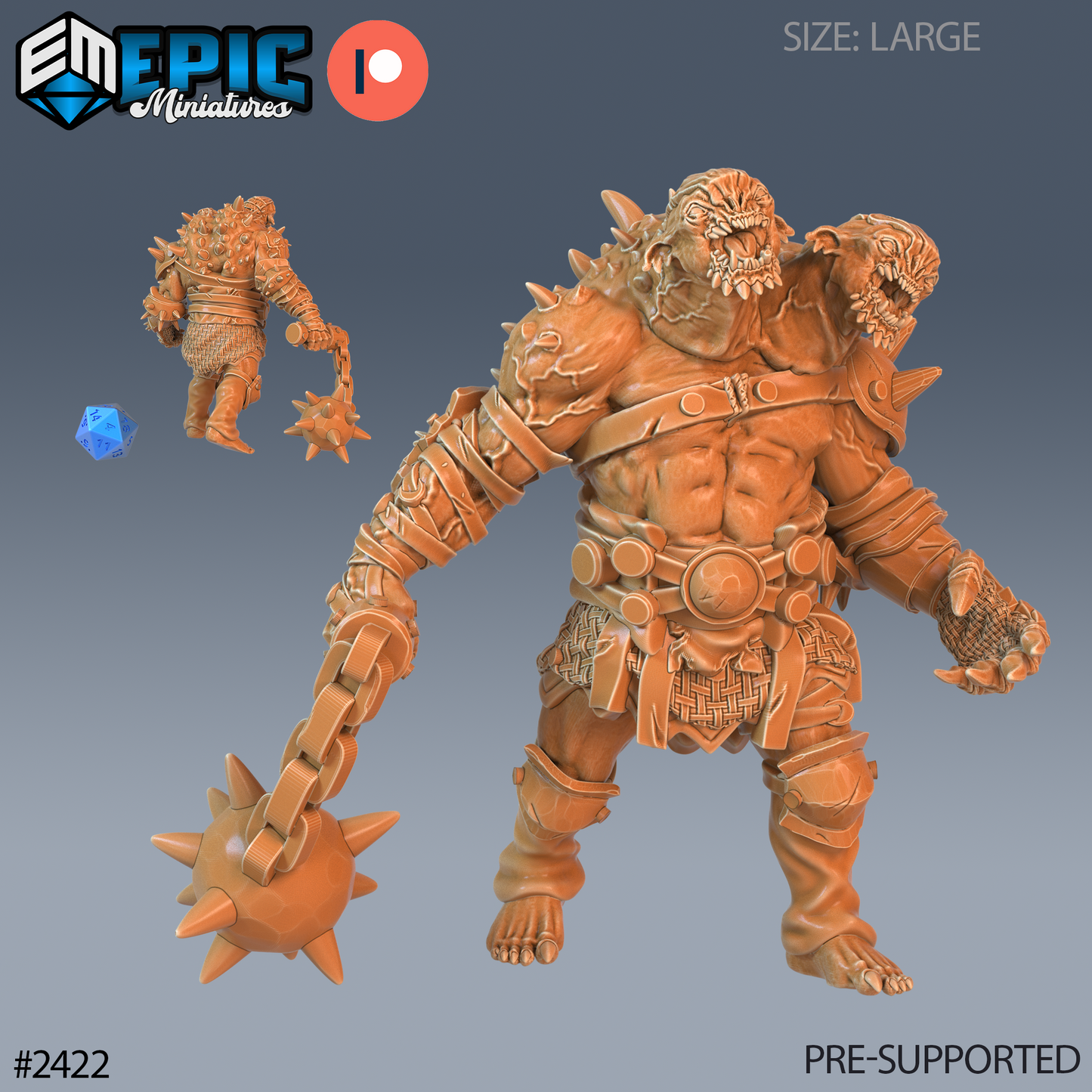 3D Resin Miniature Ettin Beast - D&D Epic Miniatures
