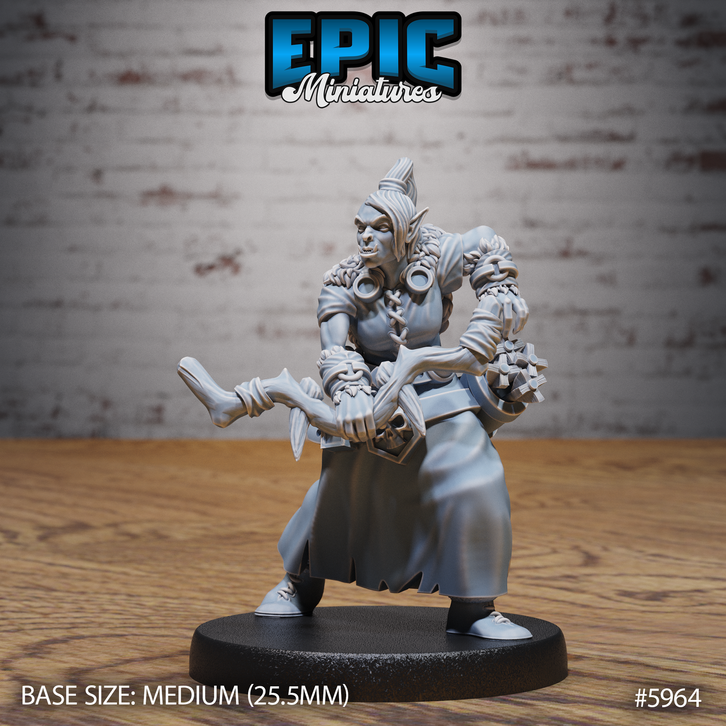 3D Resin Miniature Snow Orc Warg Rider - D&D Epic Miniatures
