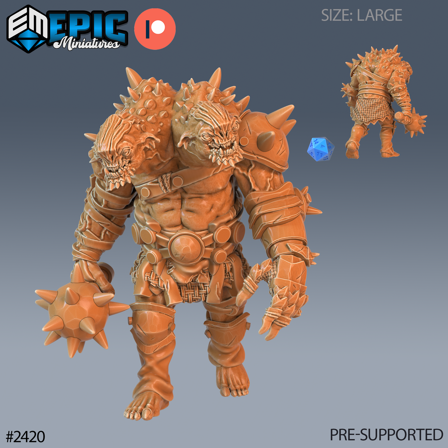 3D Resin Miniature Ettin Beast - D&D Epic Miniatures