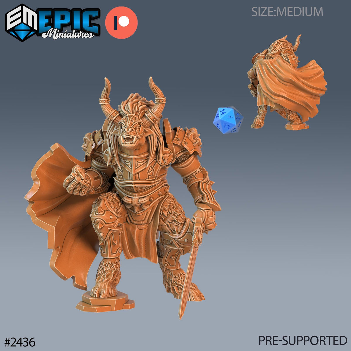 3D Resin Miniature Wooly Minotaur Paladin - D&D Epic Miniatures