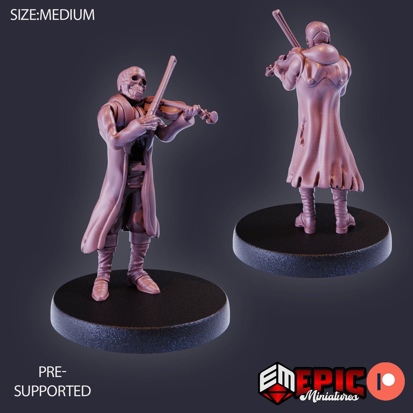 3D Resin Miniature Skeleton Musician - D&D Epic Miniatures