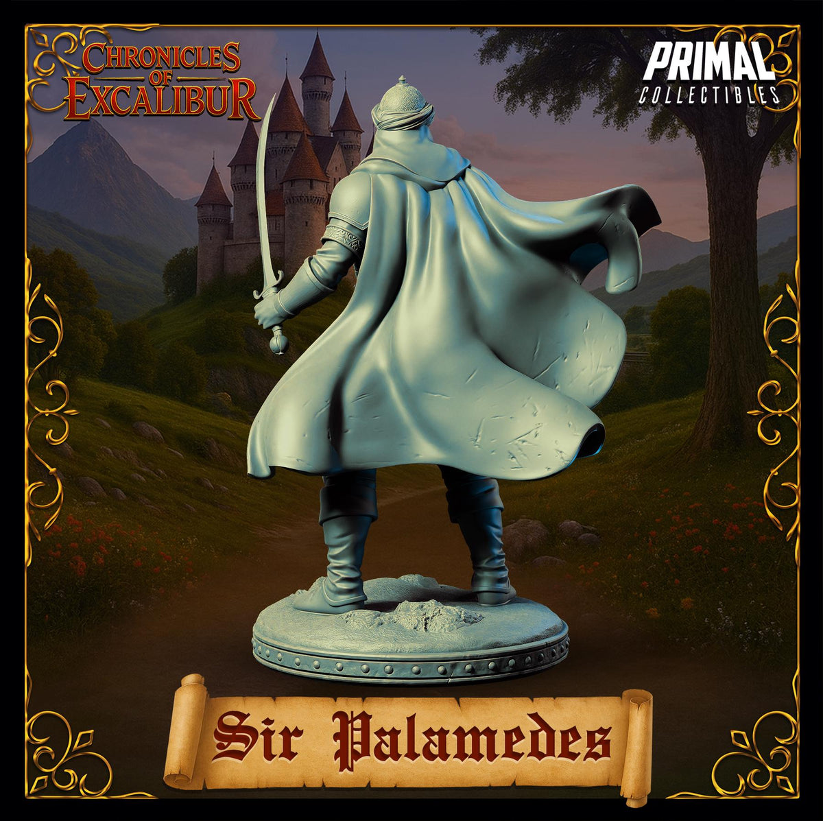 Knight Sir Palamedes miniature from Chronicles of Excalibur, crafted in premium resin with intricate details.