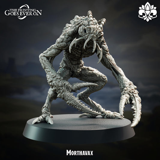 A 3D rendering of a large, hairy, and menacing-looking creature with sharp teeth and claws, resembling a monster or a dragon-like creature. The creature is standing on a platform and appears to be in a crouched or crouching position. The background is dark and moody, giving the image a mysterious and ominous atmosphere.