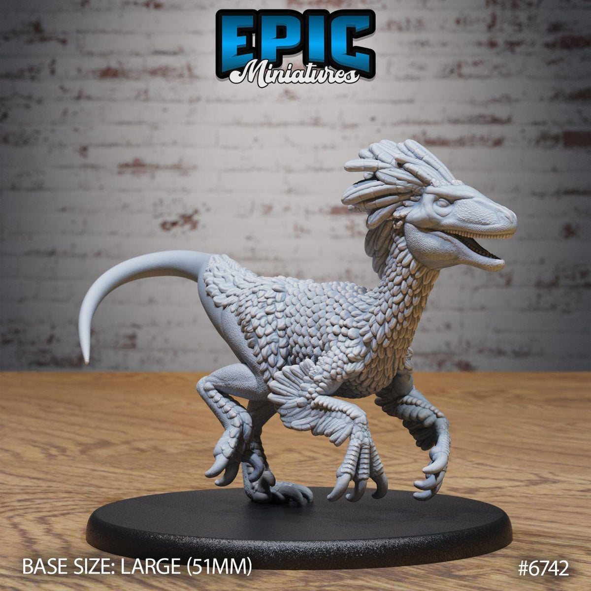 a white plastic model of a dragon on a wooden table