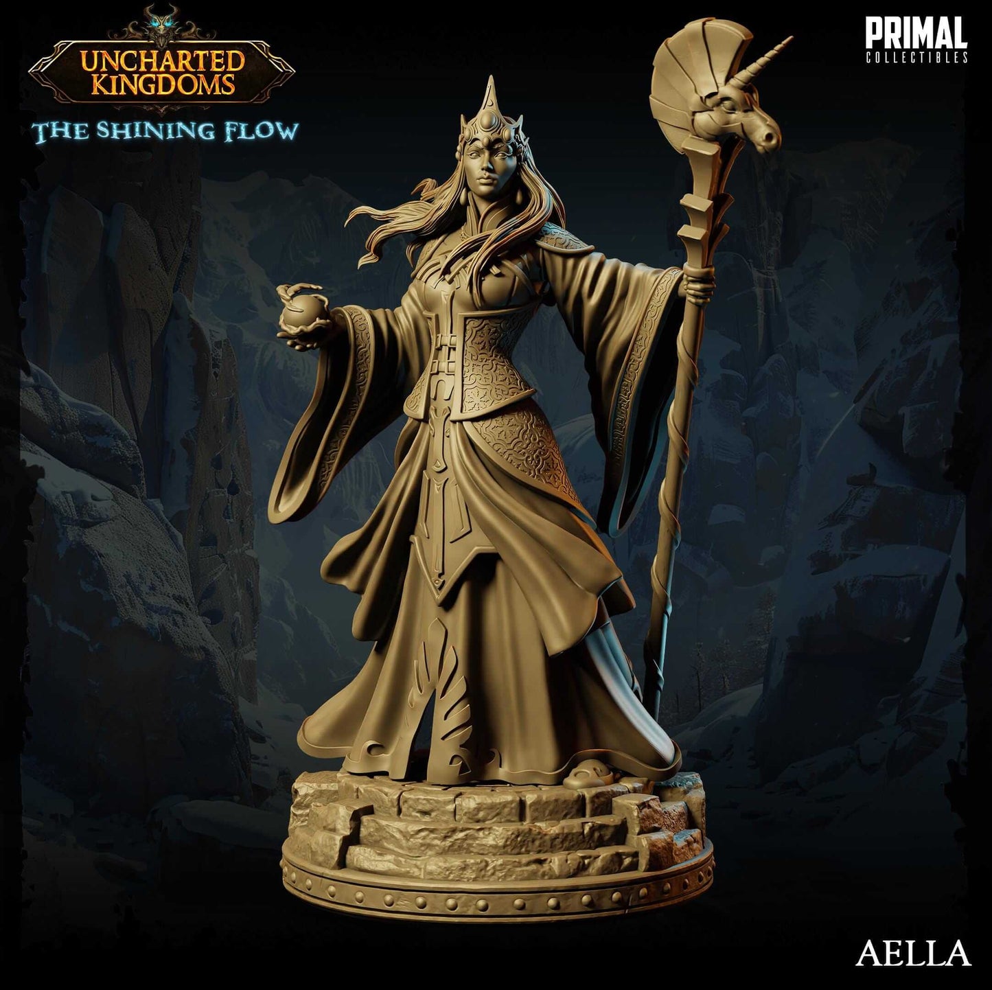 Aella Mage Queen - Uncharted Kingdoms 3D Printed Resin RPG/Tabletop/Boardgames Miniature Primal Collectibles