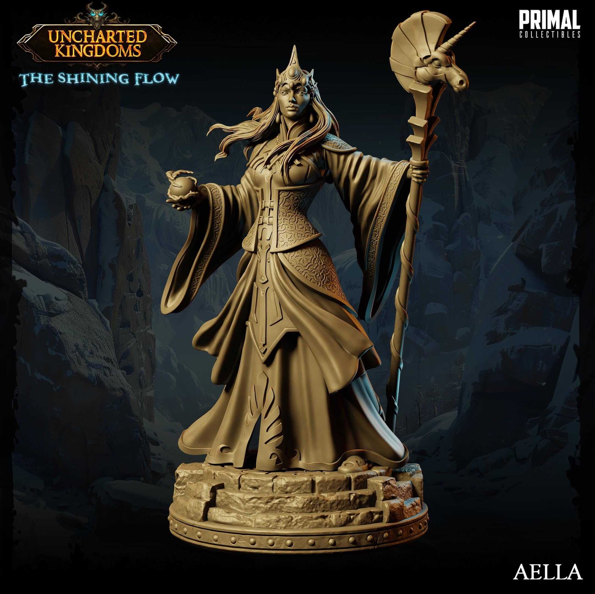 Aella Mage Queen - Uncharted Kingdoms 3D Printed Resin RPG/Tabletop/Boardgames Miniature Primal Collectibles