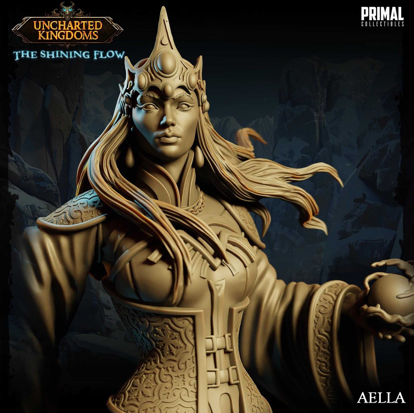 Aella Mage Queen - Uncharted Kingdoms 3D Printed Resin RPG/Tabletop/Boardgames Miniature Primal Collectibles