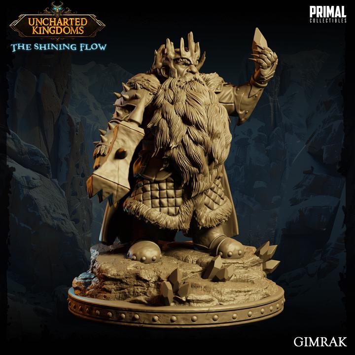 Gimrak Dwarf King - Uncharted Kingdoms 3D Printed Resin RPG/Tabletop/Boardgames Miniature Primal Collectibles