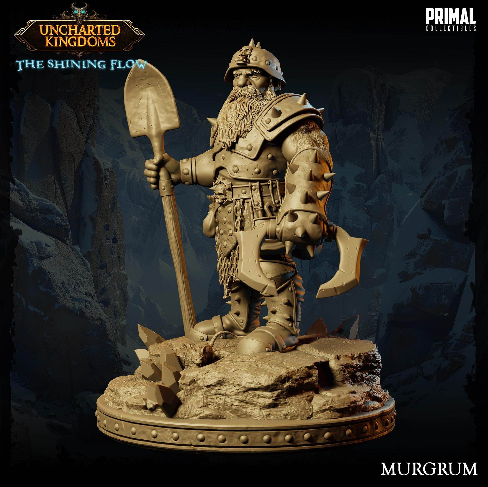 Murgrum Dwarf Miner - Uncharted Kingdoms 3D Printed Resin RPG/Tabletop/Boardgames Miniature Primal Collectibles
