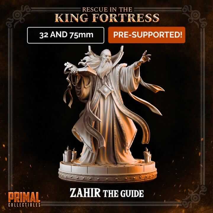 Zahir the Guide Wizard - Masters of Dungeons 3D Printed Resin RPG/Tabletop/Boardgames Miniature Primal Collectibles
