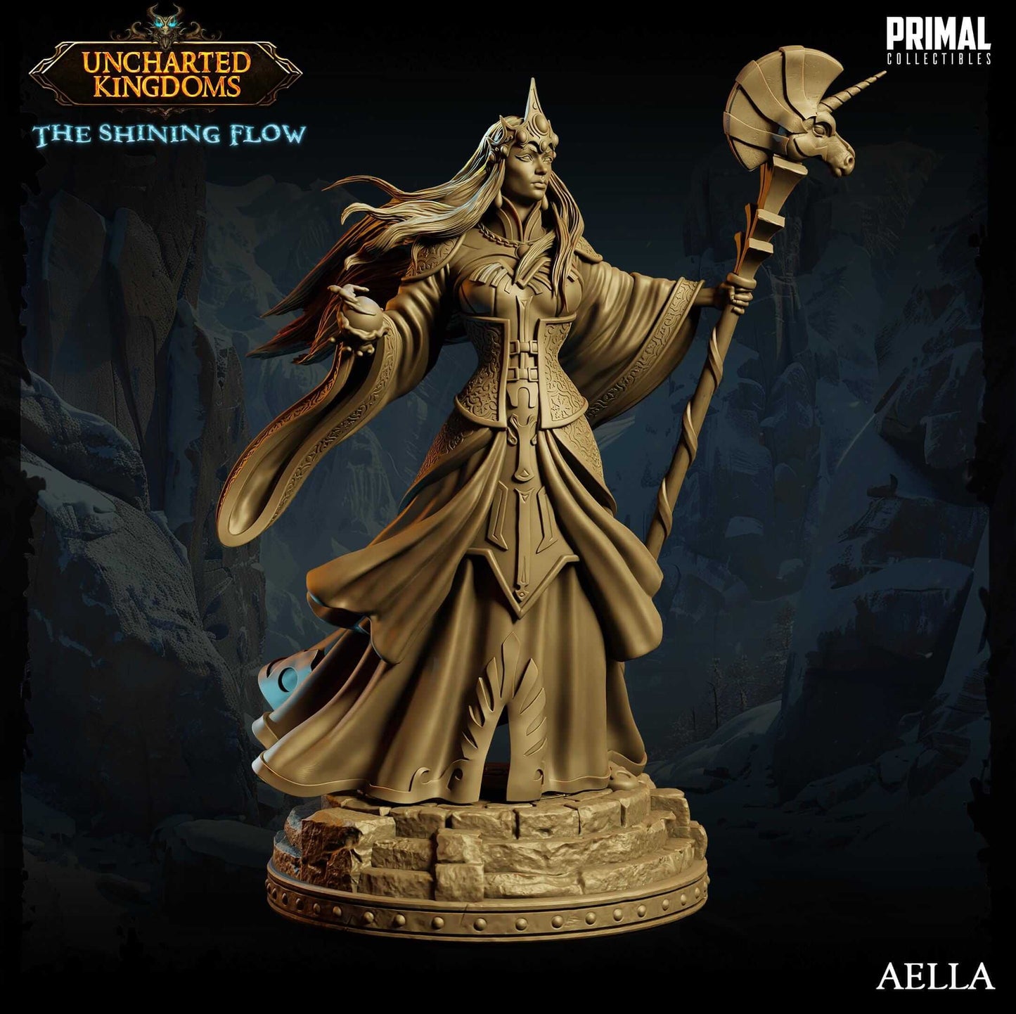 Aella Mage Queen - Uncharted Kingdoms 3D Printed Resin RPG/Tabletop/Boardgames Miniature Primal Collectibles