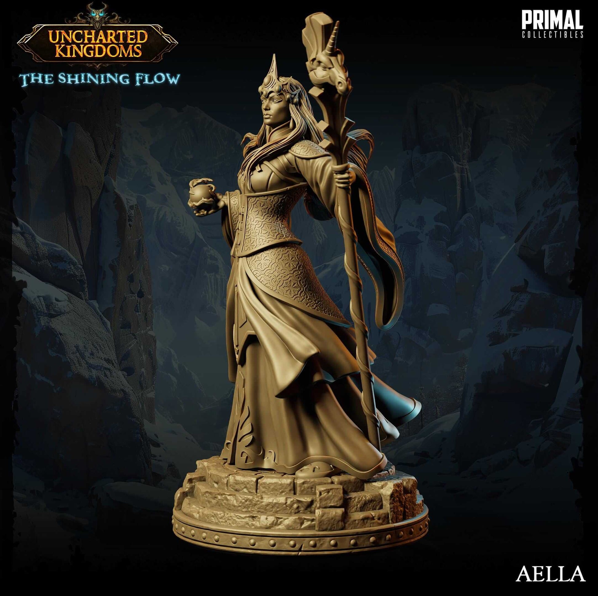 Aella Mage Queen - Uncharted Kingdoms 3D Printed Resin RPG/Tabletop/Boardgames Miniature Primal Collectibles