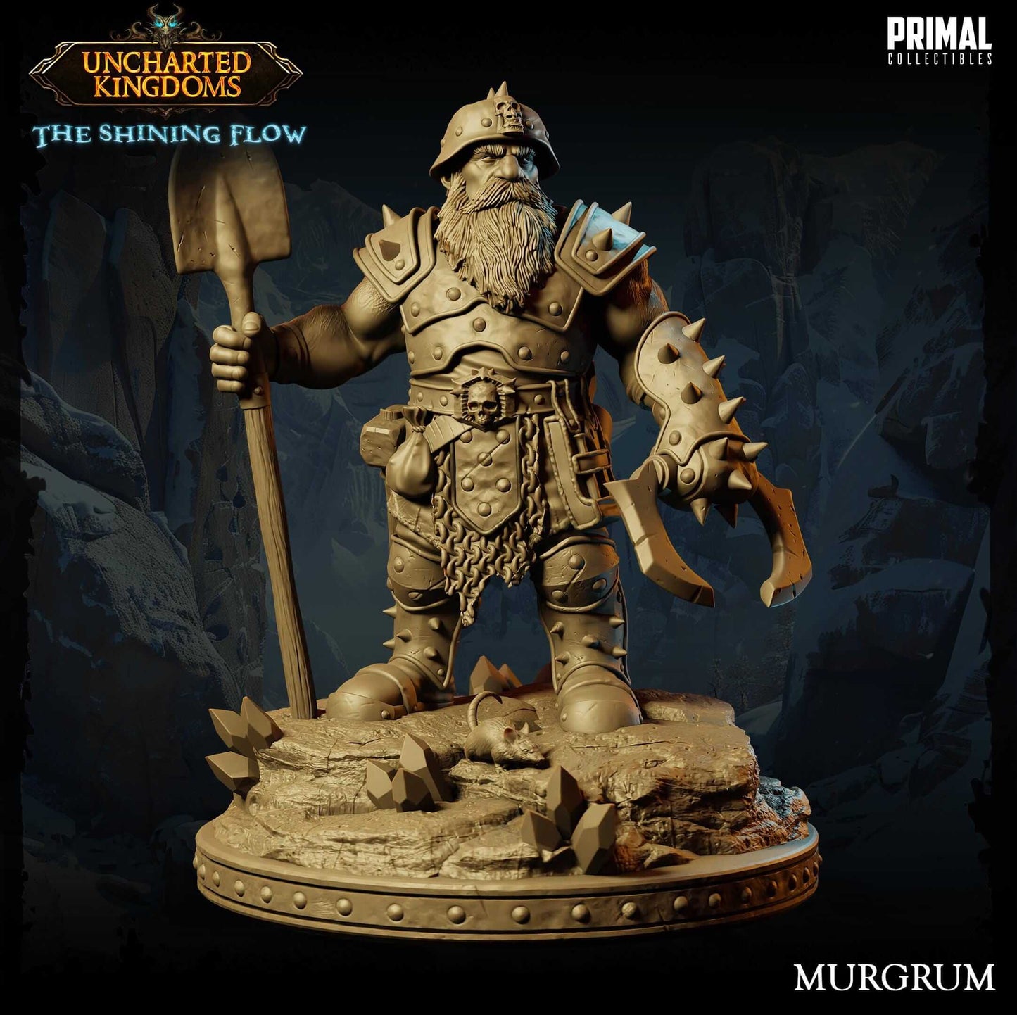 Murgrum Dwarf Miner - Uncharted Kingdoms 3D Printed Resin RPG/Tabletop/Boardgames Miniature Primal Collectibles