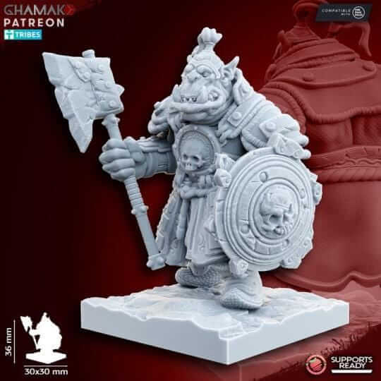 Grey Waste Orcs with Melee Weapon and Shield - Miniatures by Ghamak