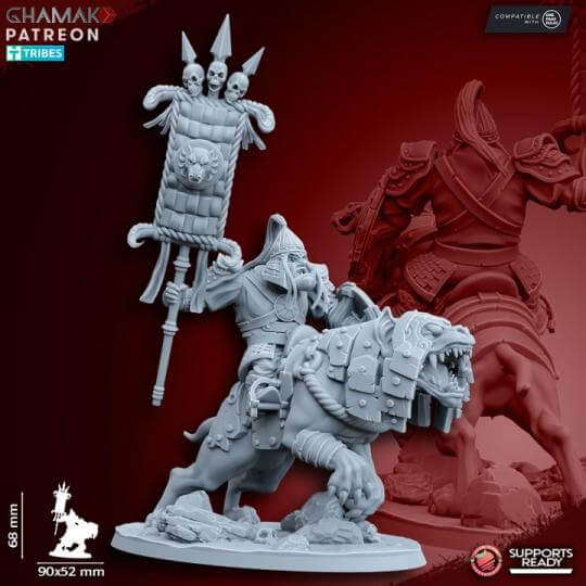 Big Grey orcs Warg riders - Miniatures by Ghamak