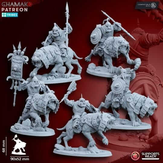 Big Grey orcs Warg riders - Miniatures by Ghamak