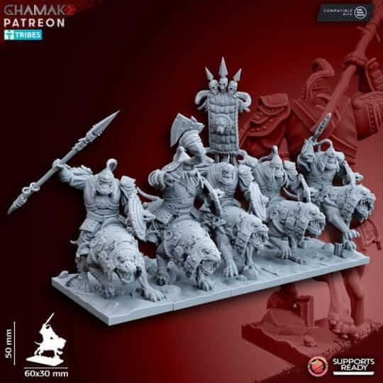 Grey Orc Warg Riders - Miniatures by Ghamak