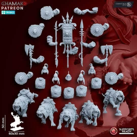 Grey Orc Warg Riders - Miniatures by Ghamak