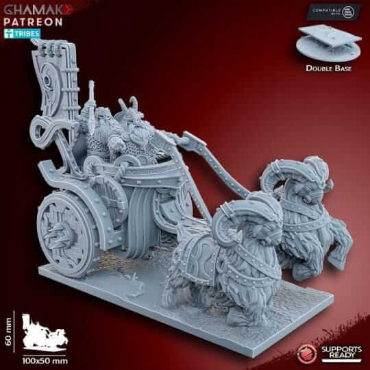 Dwarf Lord on Goat Chariot - Miniatures by Ghamak Miniatures