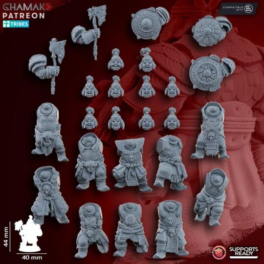 Black Waste Orcs with Melee Weapon and Shield - Miniatures by Ghamak