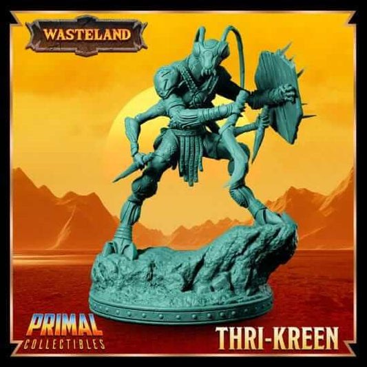 Thri-Keen with sword and shield Wasteland 3D Printed Resin RPG/Tabletop/Boardgames Miniature Primal Collectibles